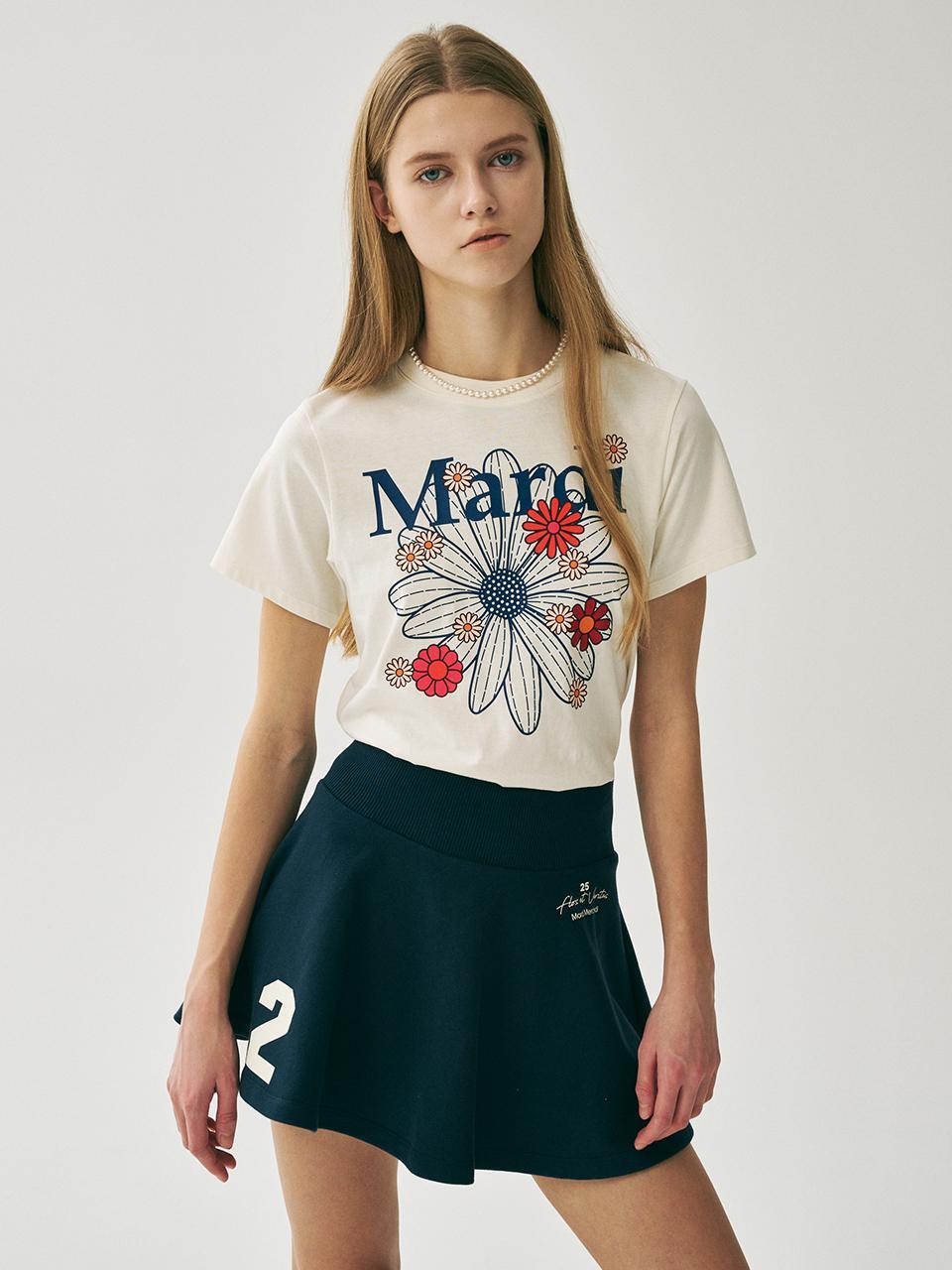 SLIM TSHIRT FLOWERMARDI BLOSSOM_CREAM VINTAGEBLUE