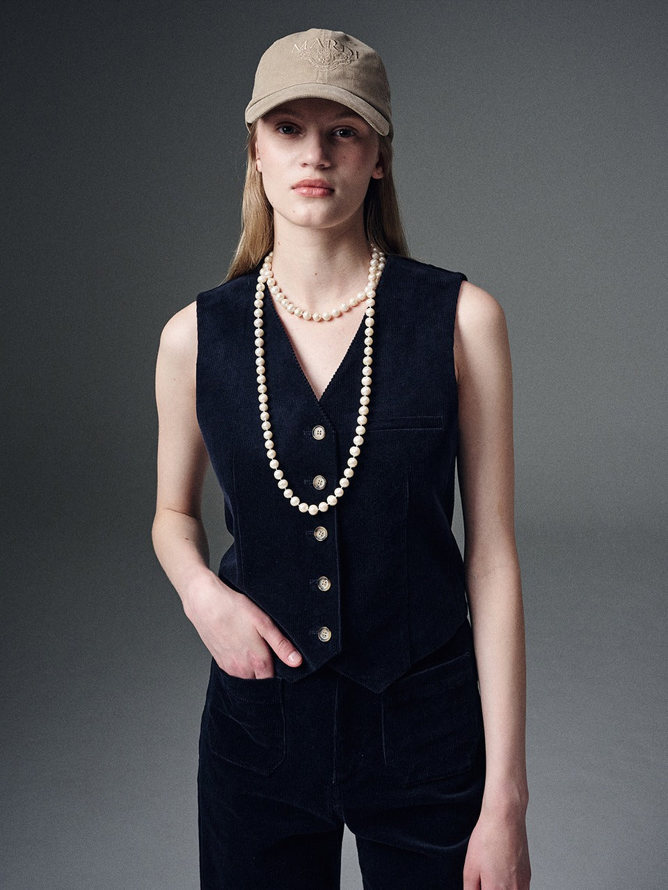 CORDUROY VEST_NAVY