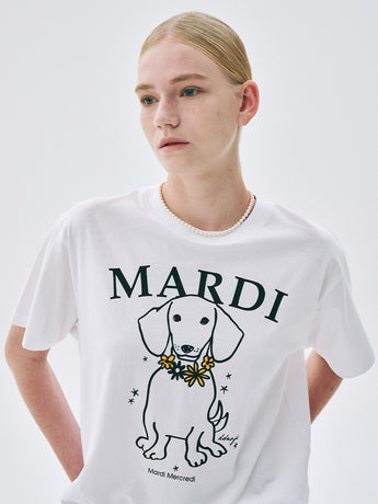 TSHIRT SWING THE TAIL DDANJI FLOWER NECKLACE_WHITE TANGERINE
