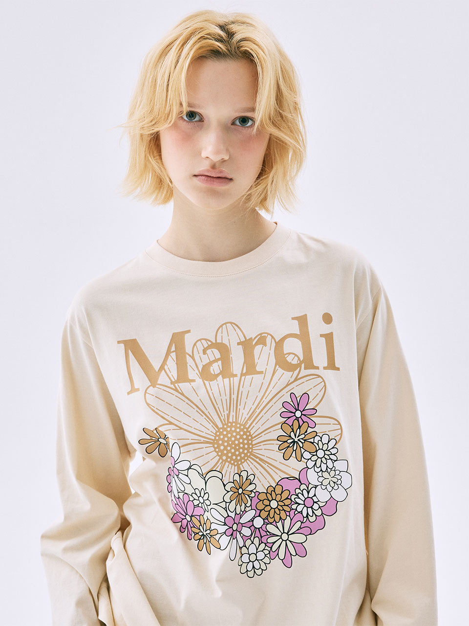 [Back in stock on October 28] TSHIRT LONG SLEEVE FLOWERMARDI JARDIN_BUTTER PEANUT