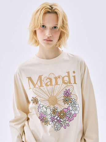 [Back in stock on October 28] TSHIRT LONG SLEEVE FLOWERMARDI JARDIN_BUTTER PEANUT
