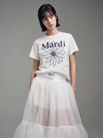 SLIM TSHIRT FLOWERMARDI_IVORY NAVY