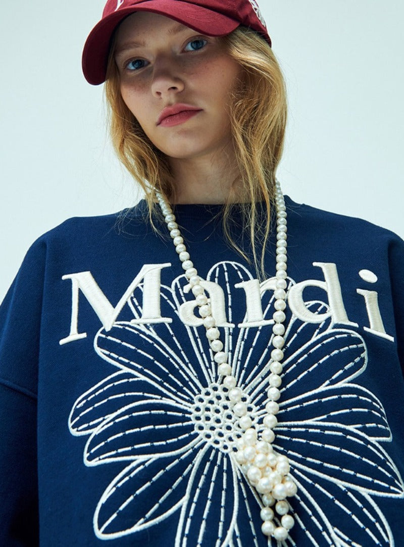 SWEATSHIRT FLOWERMARDI NEEDLEWORK_NAVY CREAM