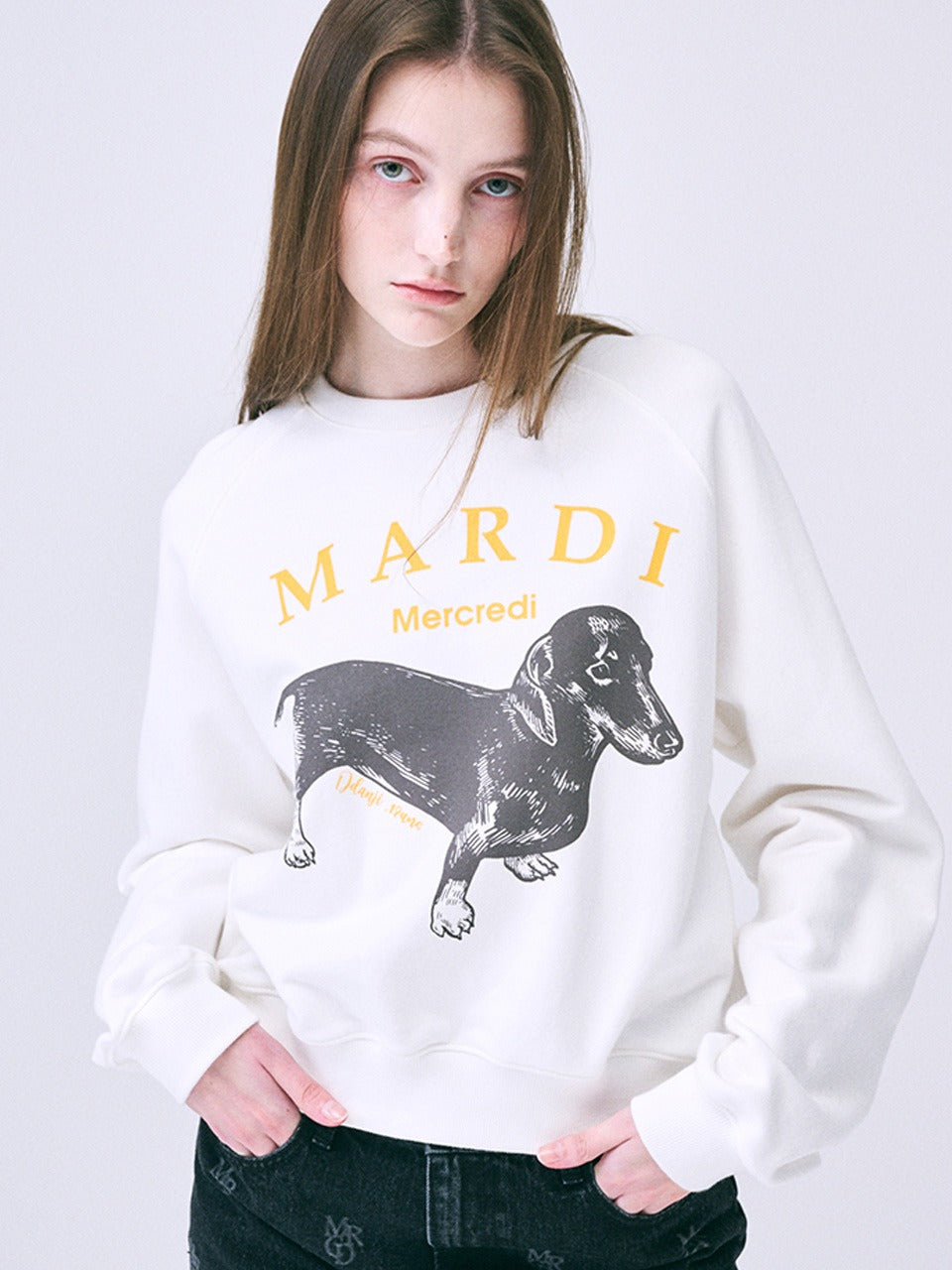 SWEATSHIRT RAGLAN DDANJI_WHITE TANGERINE