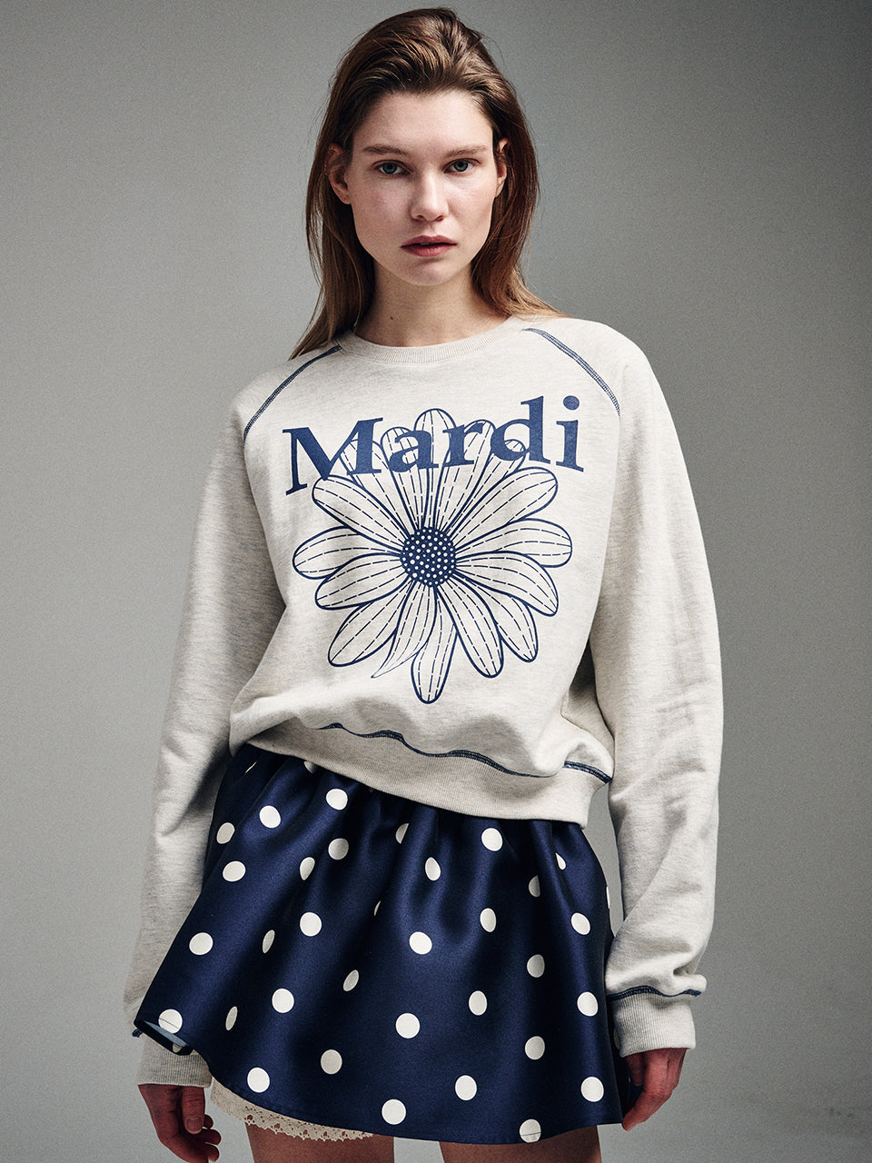 SWEATSHIRT RAGLAN FLOWERMARDI_OATMEAL BLUE