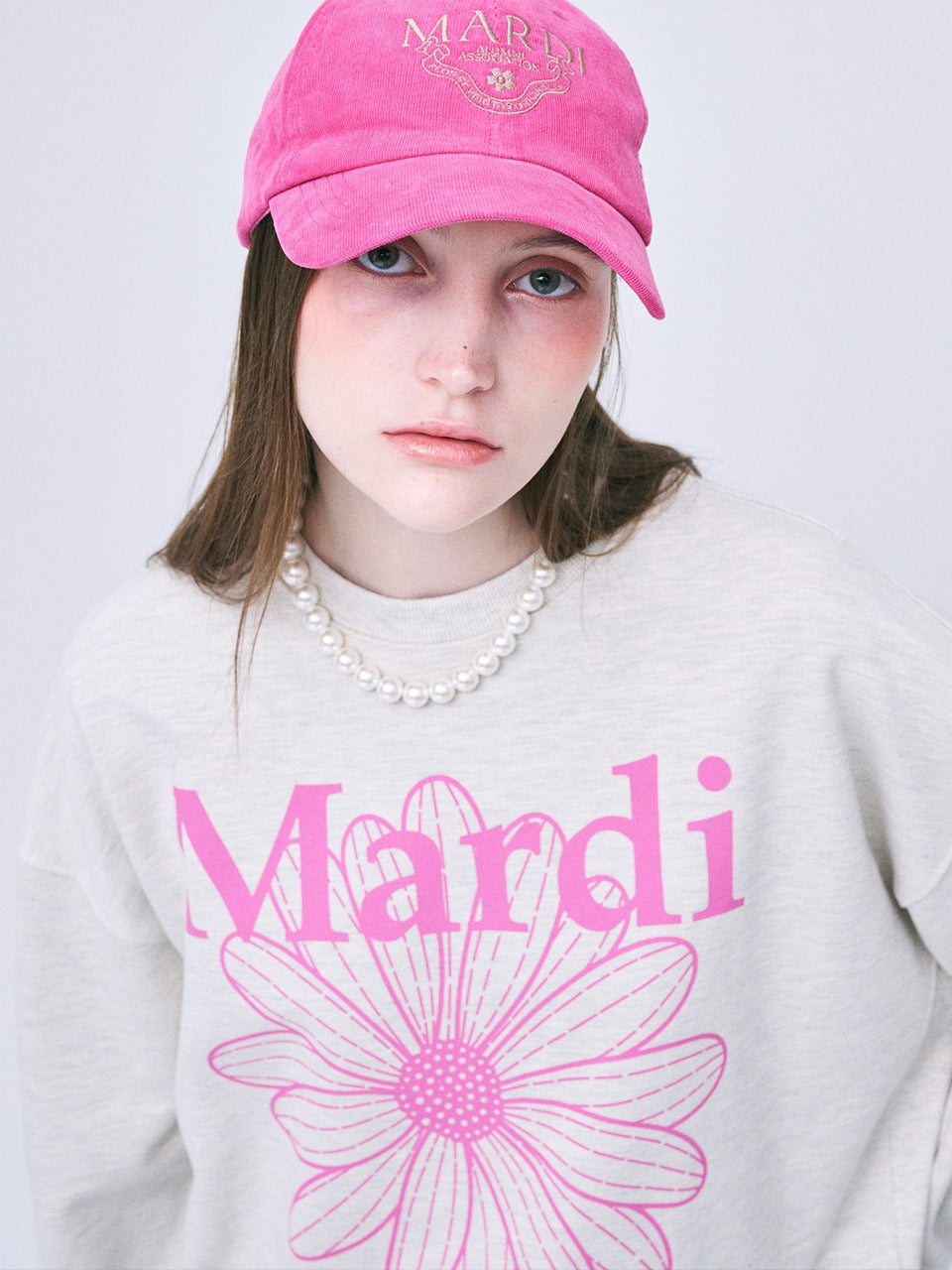 SWEATSHIRT FLOWERMARDI_OATMEAL PINK