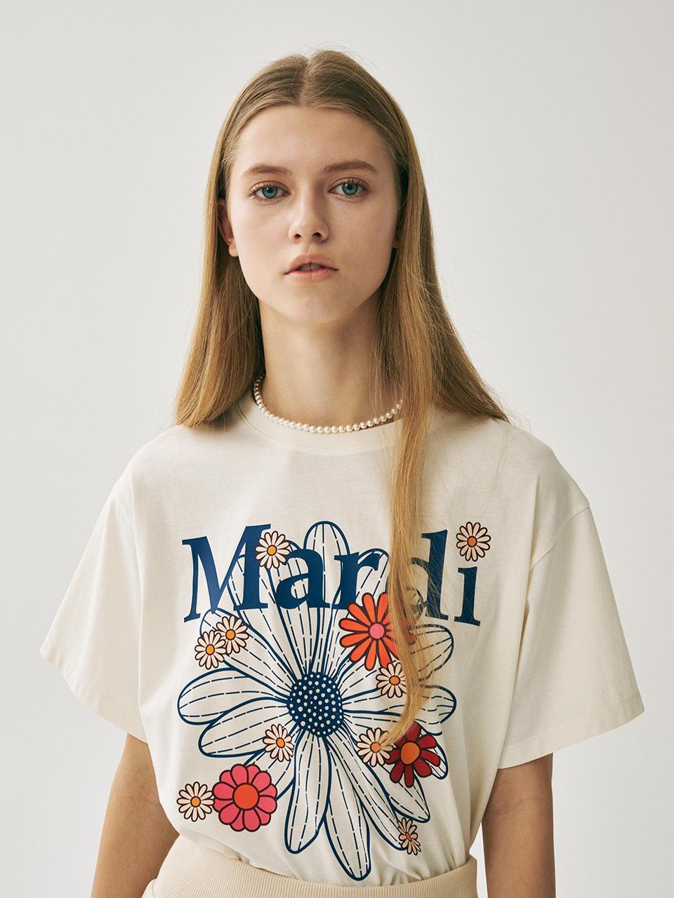 TSHIRT FLOWERMARDI BLOSSOM_CREAM VINTAGEBLUE