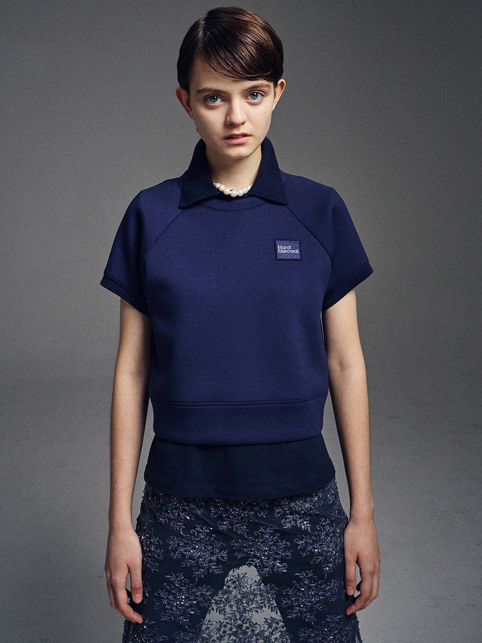 NEOPRENE TOP HALF SLEEVE SQUARE LOGO_NAVY