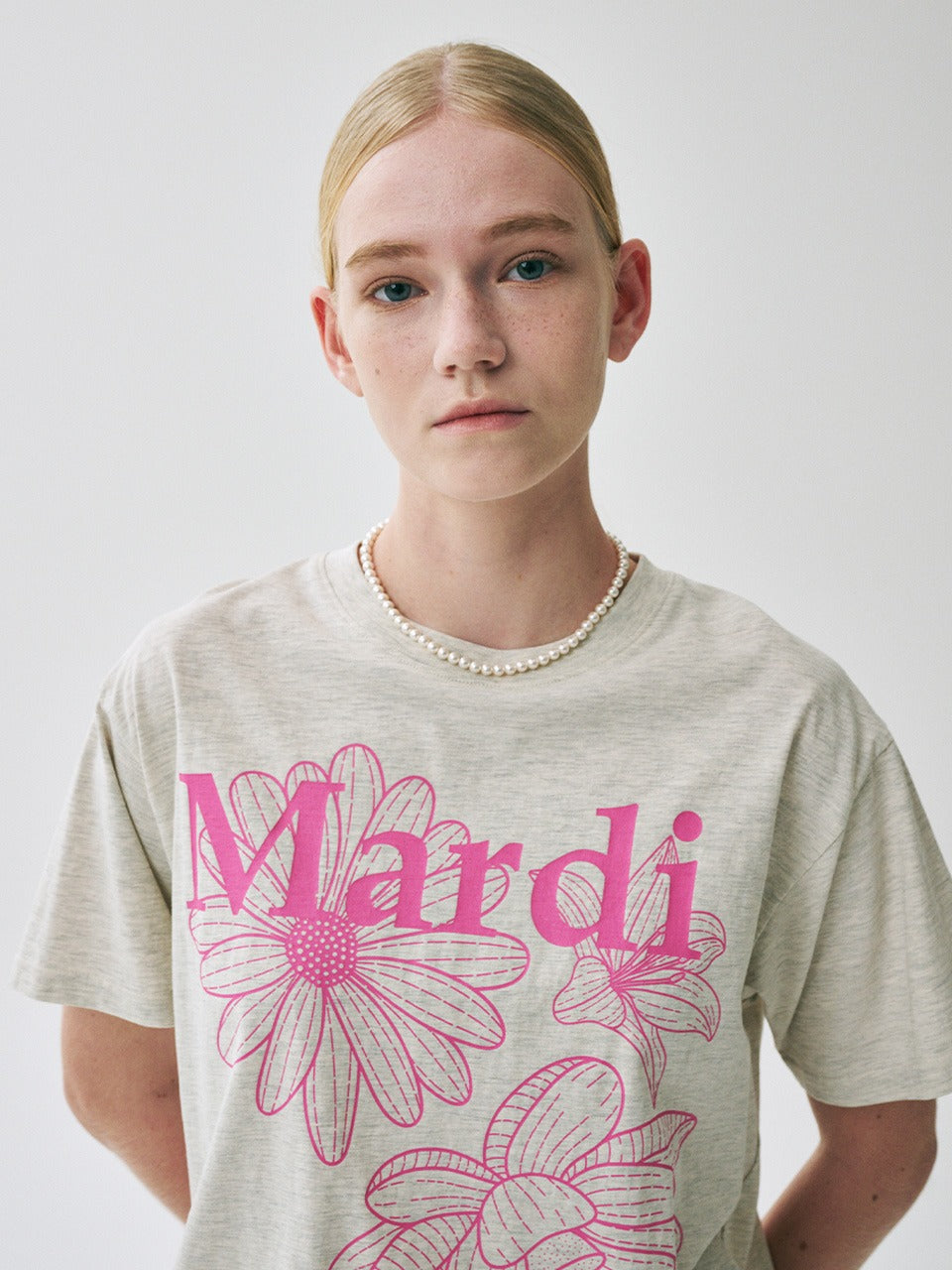 TSHIRT TRIPLE FLOWER_OATMEAL PINK