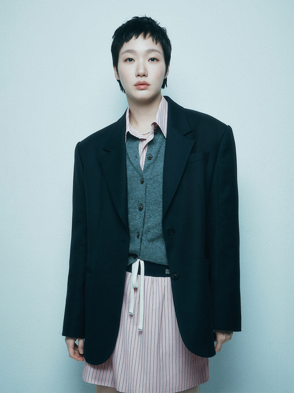 WOOL OVERSIZED SINGLE JACKET_NAVY