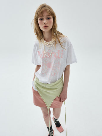 SLUB COTTON TSHIRT FLOWERMARDI_WHITE PALEPINK