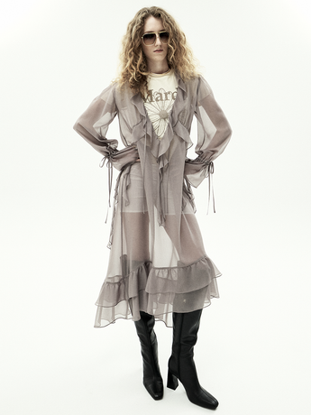 CHIFFON MAXI DRESS FRILL_TAUPE