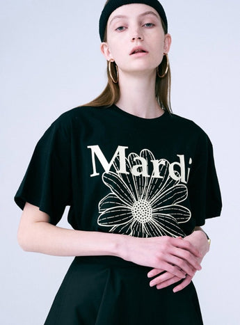 TSHIRT FLOWERMARDI_BLACK CREAM