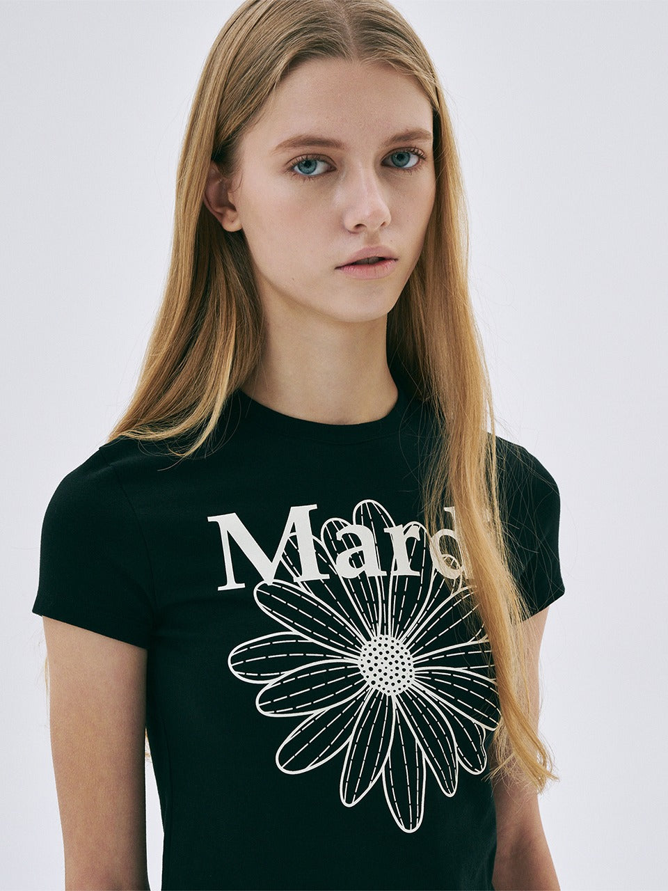 CROPPED TSHIRT FLOWERMARDI_BLACK IVORY