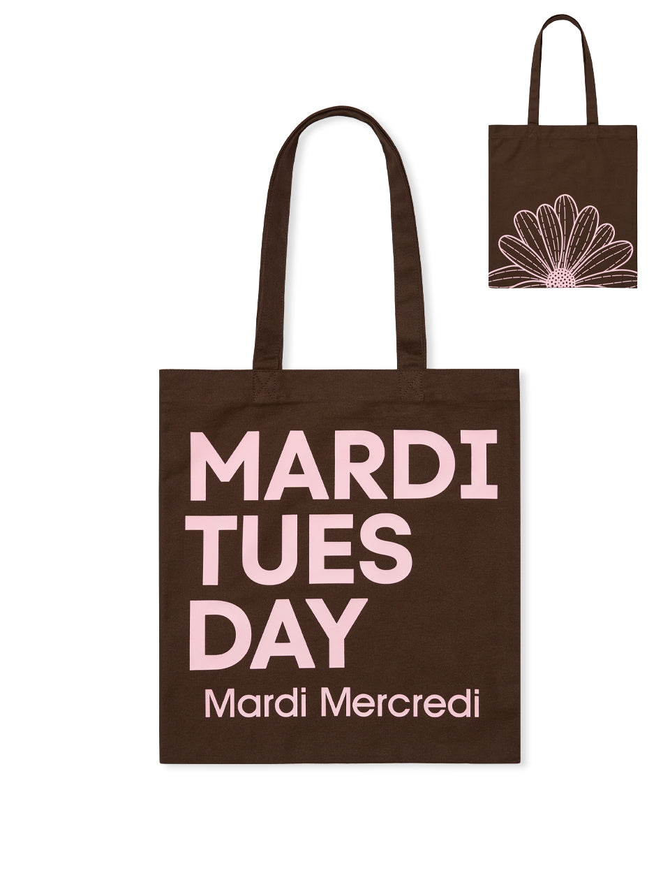 CANVAS BAG FLOWER DU MARDI_BROWN PALEPINK