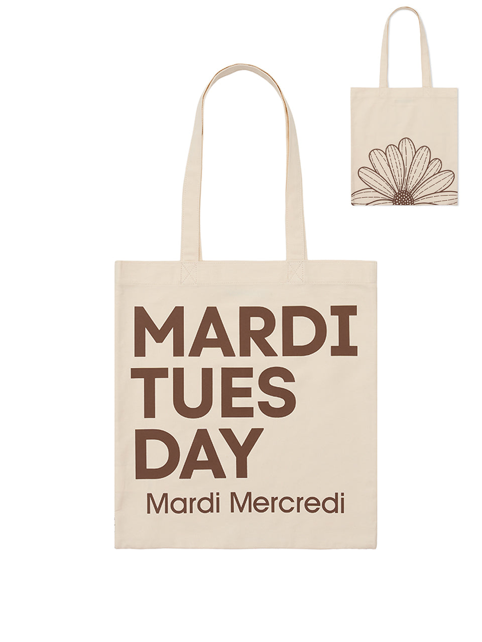 CANVAS BAG FLOWER DU MARDI_CREAM BROWN