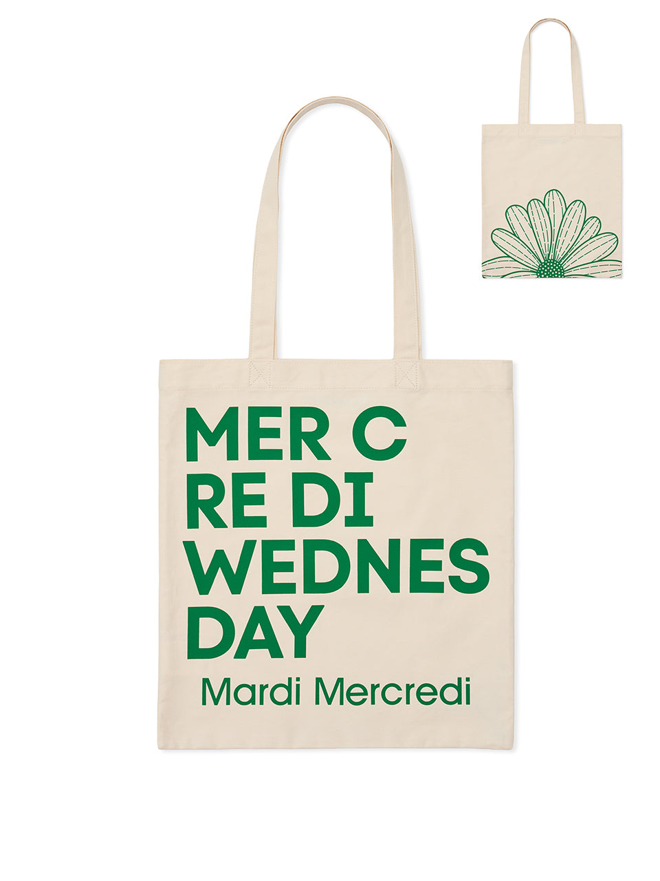CANVAS BAG FLOWER DU MERCREDI_CREAM GREEN