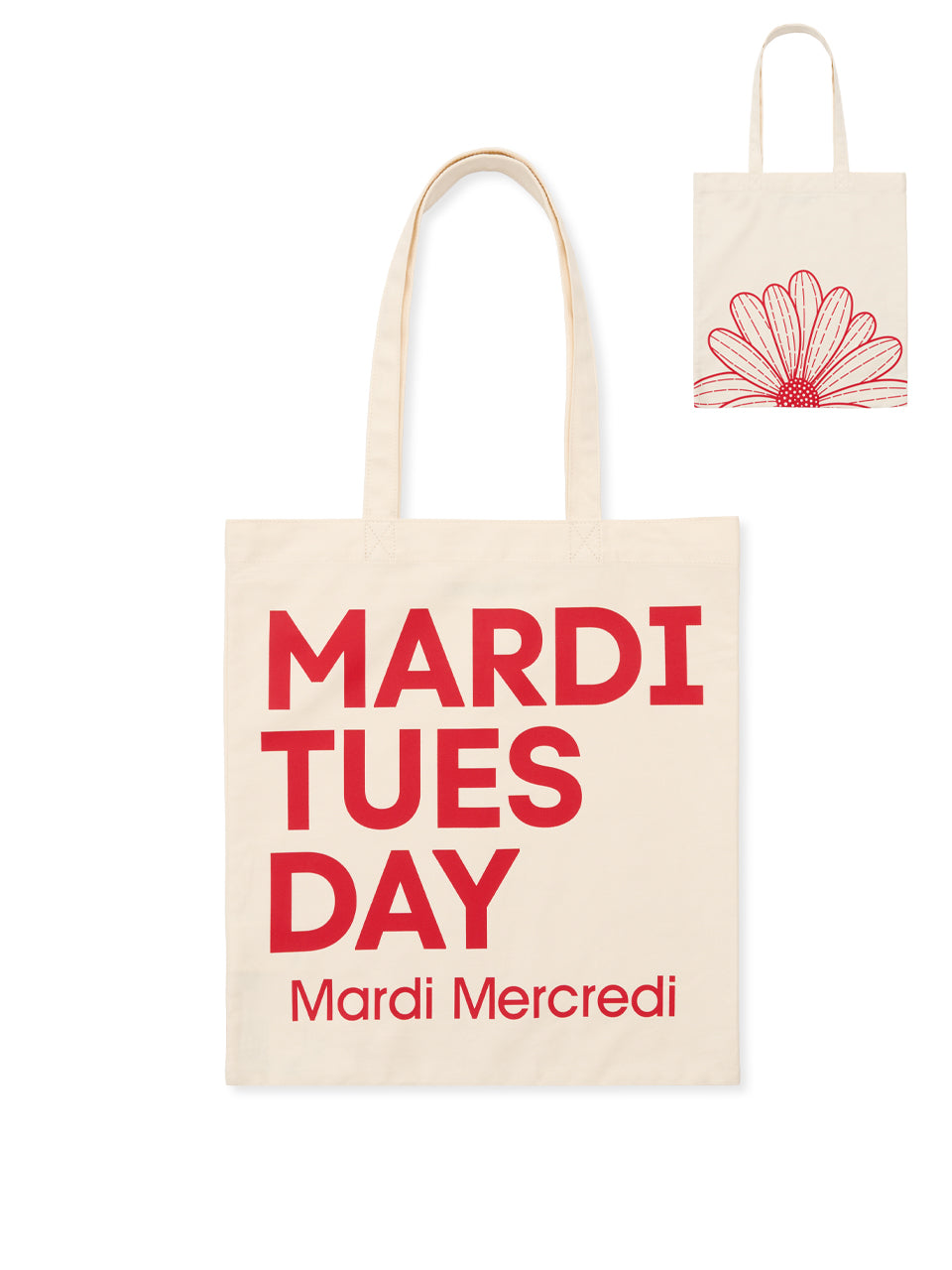 CANVAS BAG FLOWER DU MARDI_CREAM RED