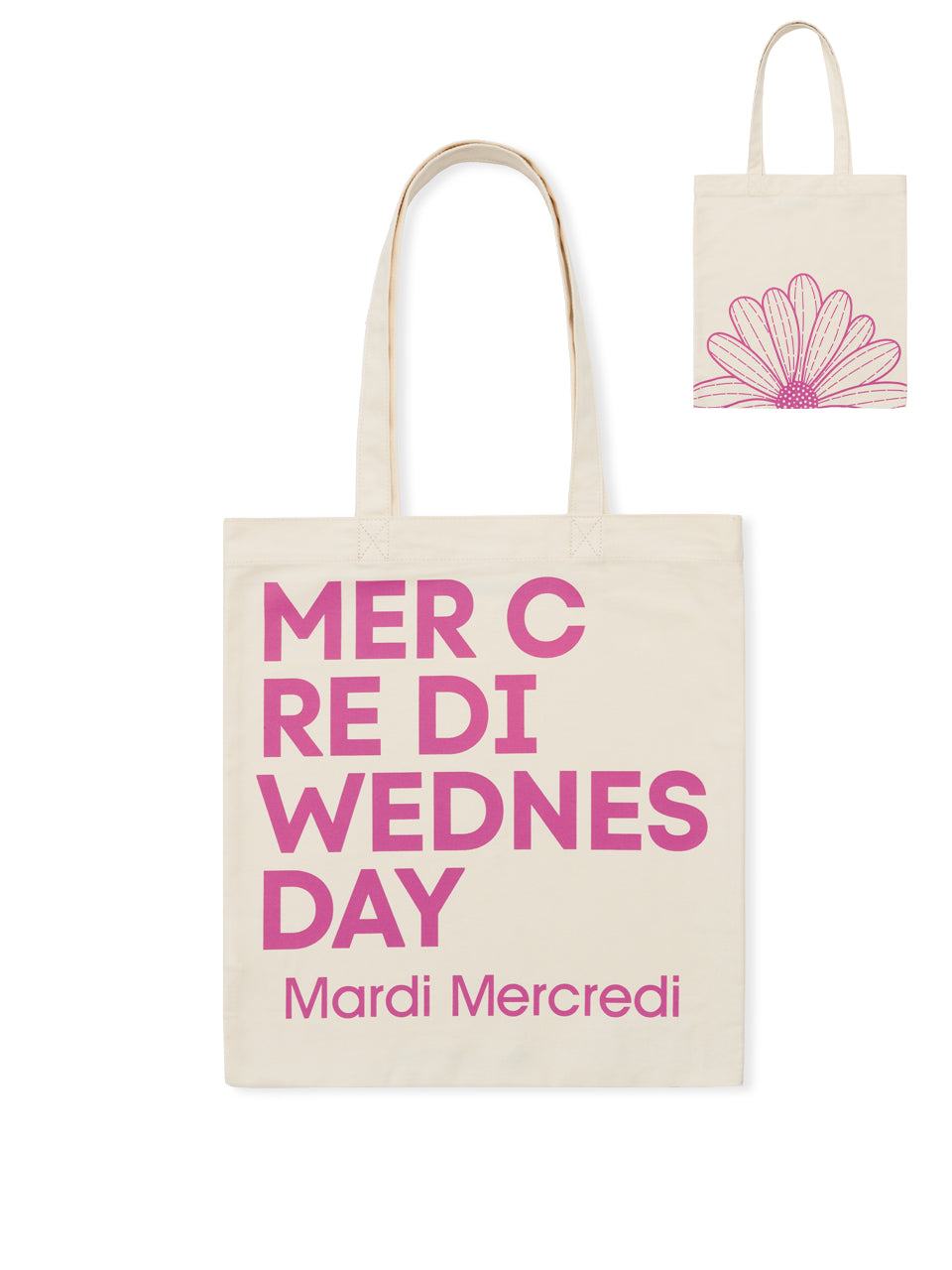 CANVAS BAG FLOWER DU MERCREDI_CREAM DEEPPINK