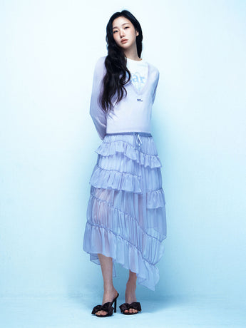 CHIFFON MAXI SKIRT FRILL_LAVENDER