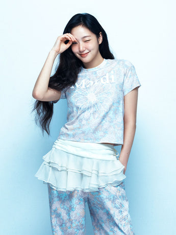 CHIFFON MINI SKIRT BELT FRILL_CREAM