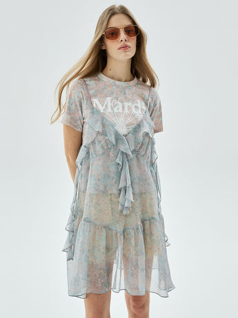 CHIFFON MINI SLEEVELESS DRESS FLEUR FRILL_PINK