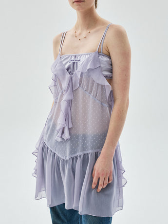 CHIFFON MINI SLEEVELESS DRESS FRILL_LAVENDER