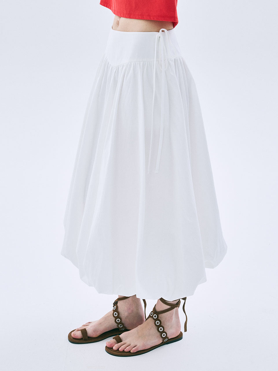 COTTON BALLOON MAXI SKIRT_WHITE
