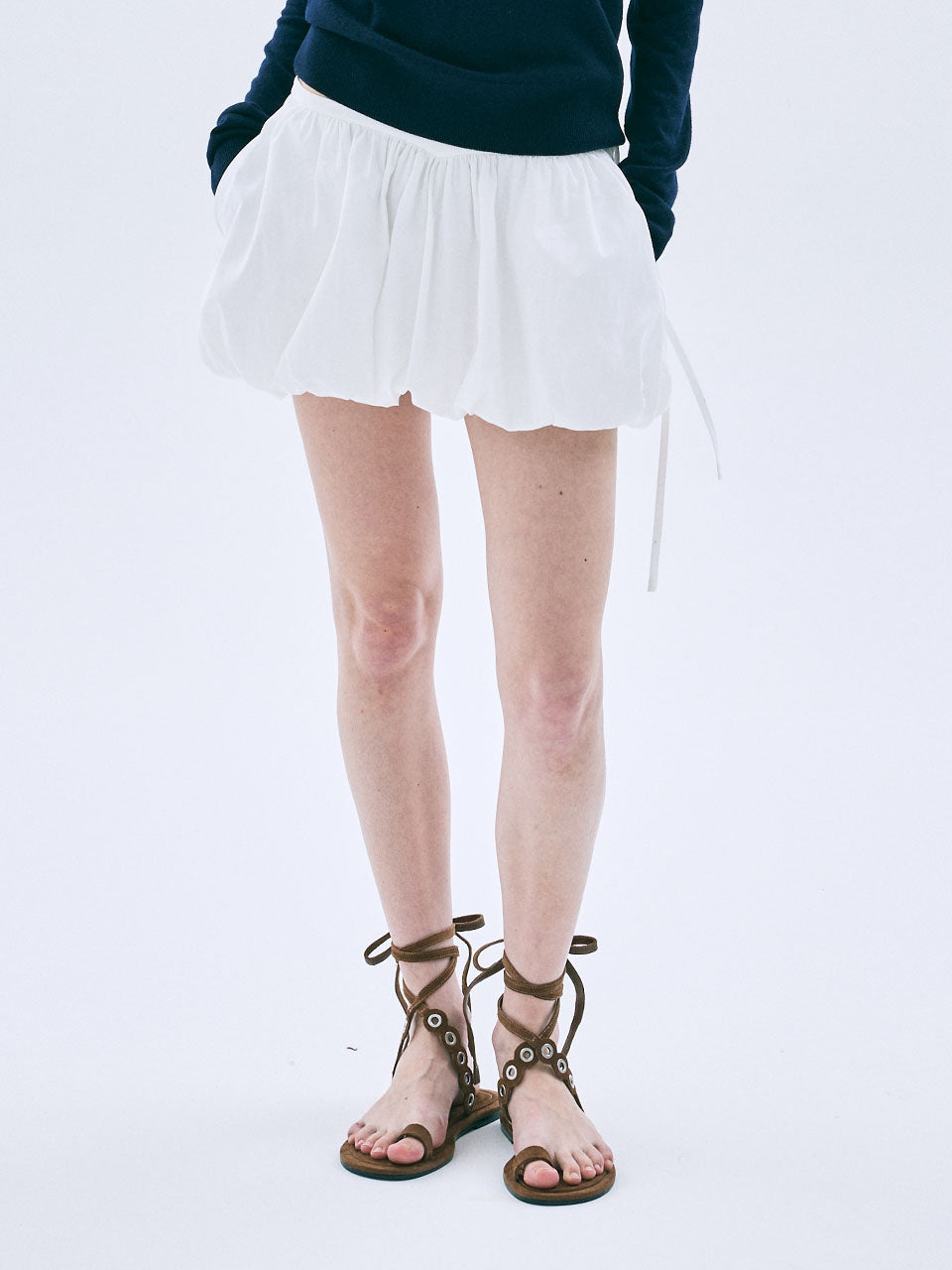 COTTON BALLOON MINI SKIRT_WHITE