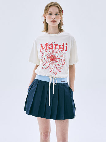 COTTON PLEATED MINI SKIRT_NAVY
