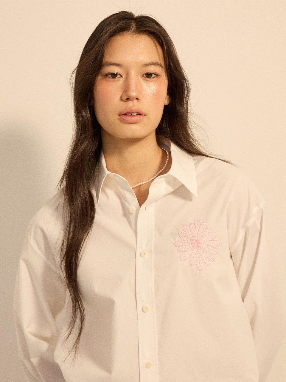COTTON POPLIN SHIRT_WHITE PINK