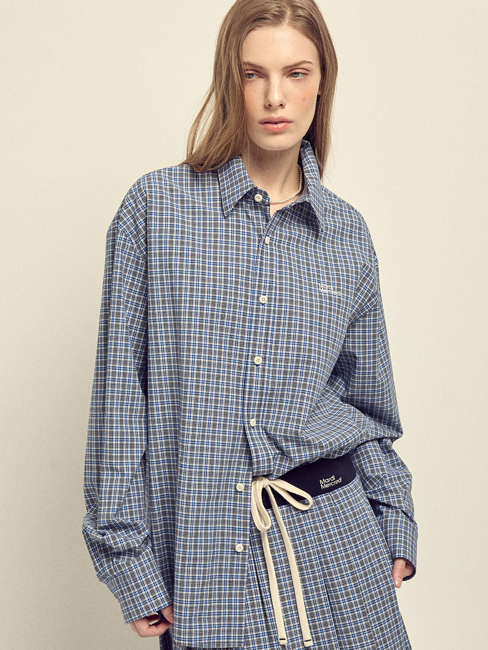 COTTON SHIRT CHECK LOGO_NAVY