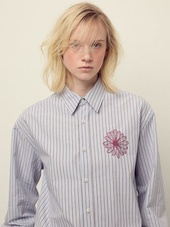 COTTON SHIRT STRIPE_BLUE BURGUNDY