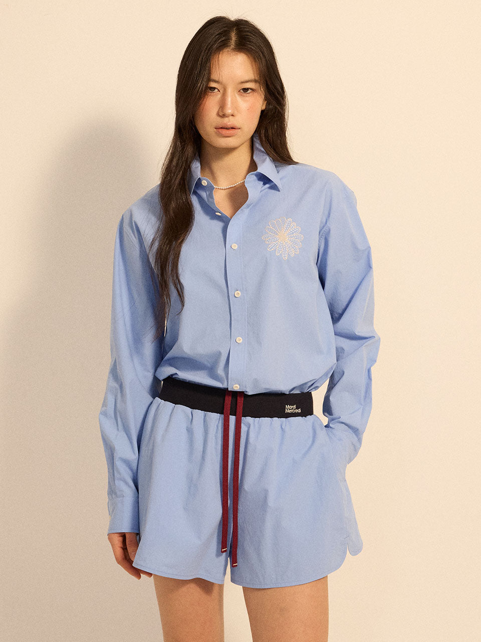 COTTON SHORTS CONTRAST WAISTBAND_BLUE