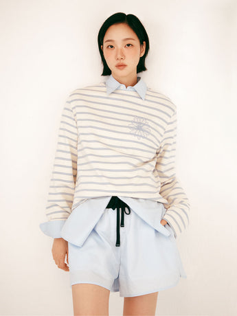 COTTON SHORTS CONTRAST WAISTBAND_SKY