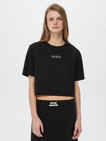CROPPED BASIC TSHIRT MARDI SERIF LOGO_BLACK