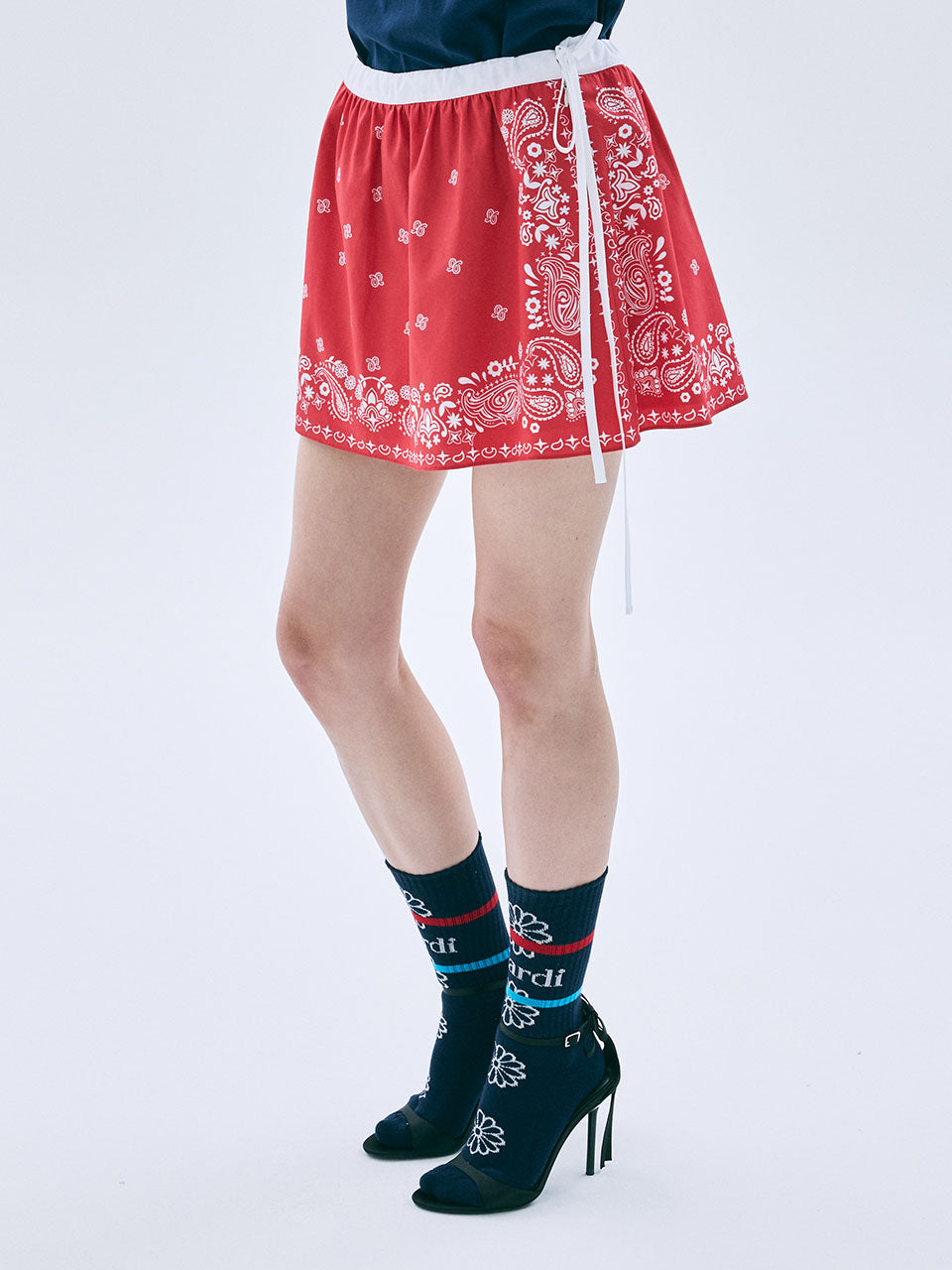 FLARE MINI SKIRT PAISLEY_RED