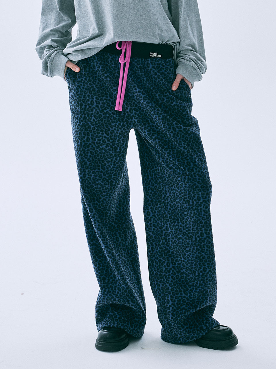 FLEECE JOGGER PANTS LEOPARD_BLUE