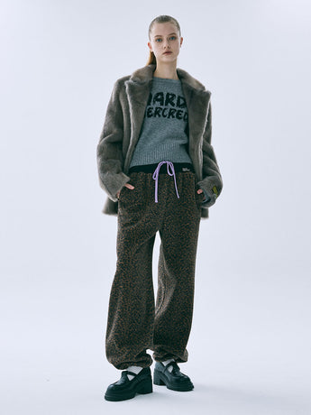 FLEECE JOGGER PANTS LEOPARD_BROWN