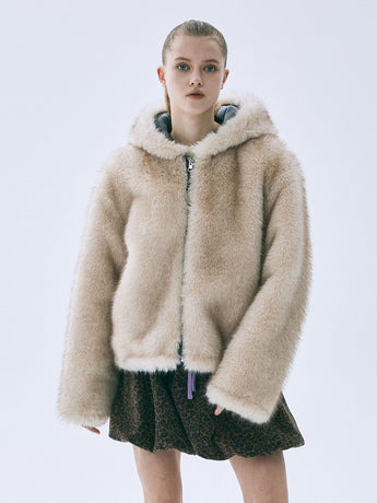 FUR FLEECE JACKET REVERSIBLE_CHARCOAL