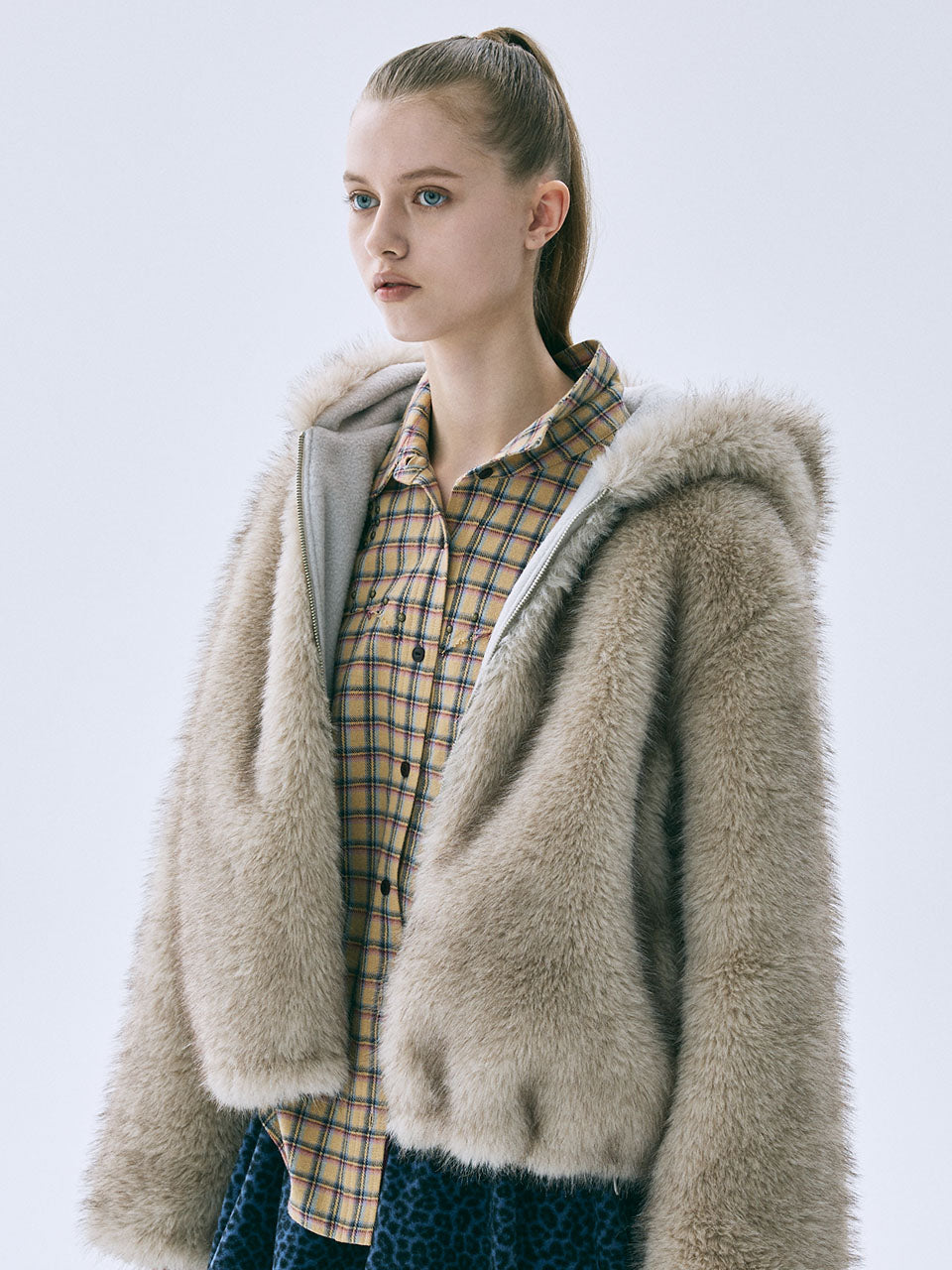 FUR FLEECE JACKET REVERSIBLE_LIGHTBEIGE