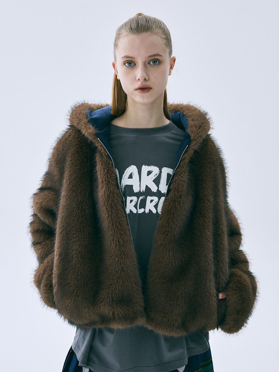 FUR FLEECE JACKET REVERSIBLE_NAVY