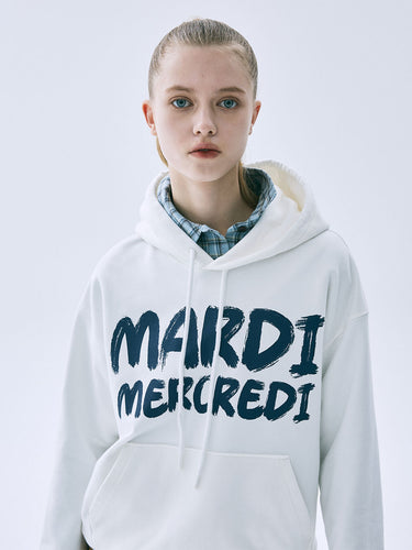 OVERSIZED HOODY BRUSH LOGO CONTRAST_GREY BLACK main image 1