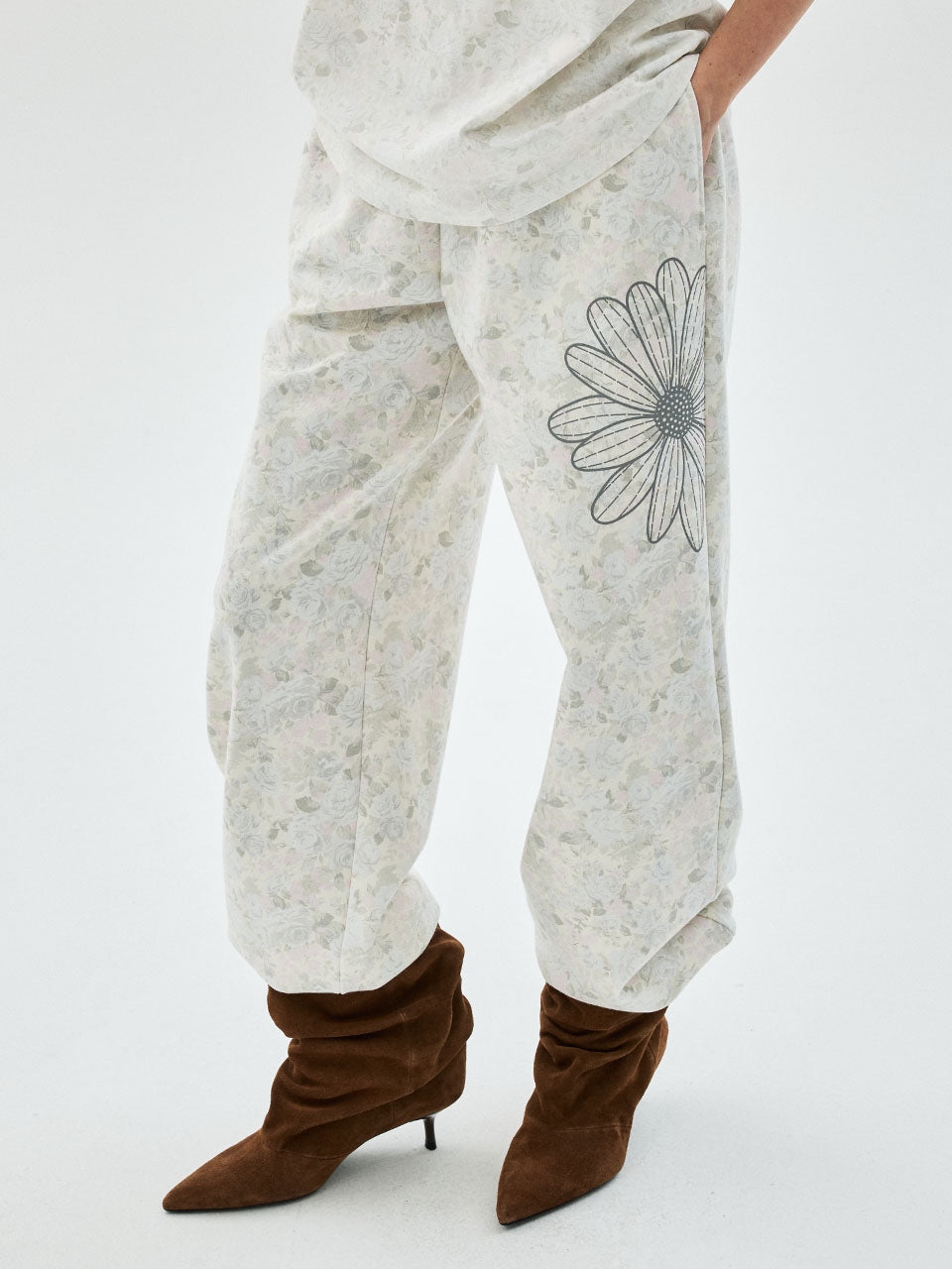 JOGGER PANTS FLEUR FLOWER_ASHBLUE GREY
