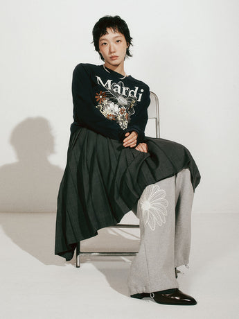 JOGGER PANTS FLOWER_GREY IVORY
