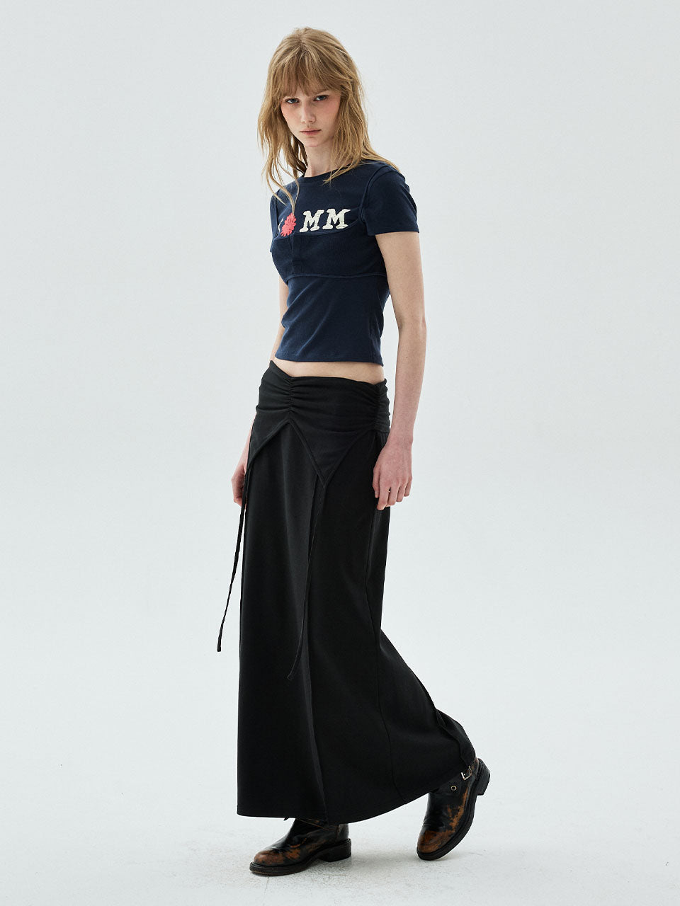 MAXI SKIRT FOLDOVER WAIST_BLACK