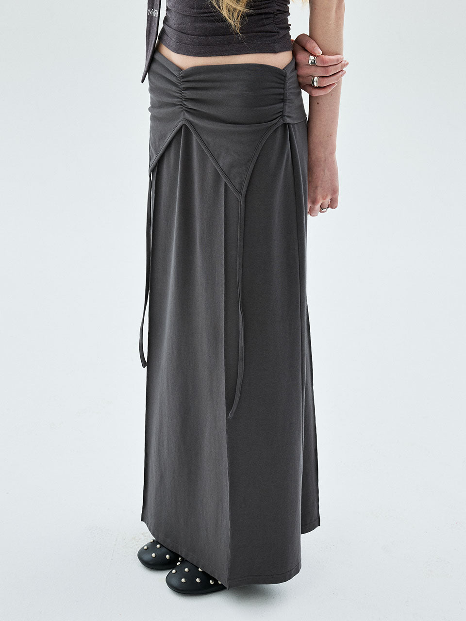 MAXI SKIRT FOLDOVER WAIST_CHARCOAL