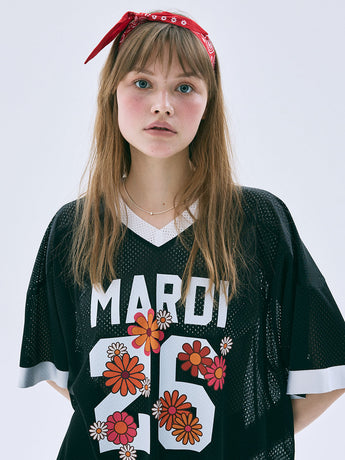 MESH JERSEY TOP HALF SLEEVE BLOSSOM_BLACK