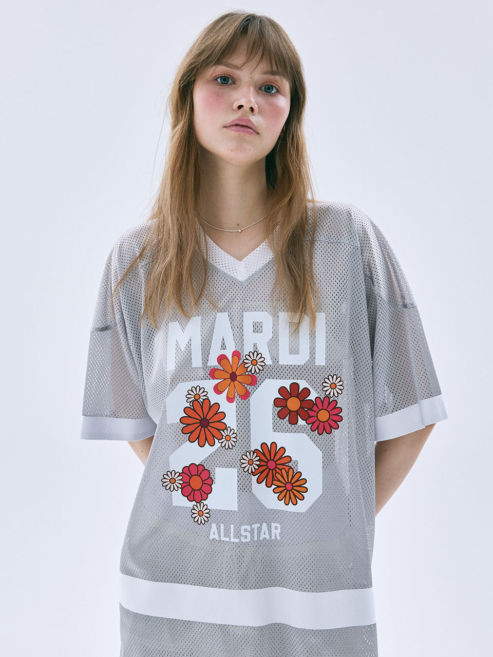 MESH JERSEY TOP HALF SLEEVE BLOSSOM_GREY