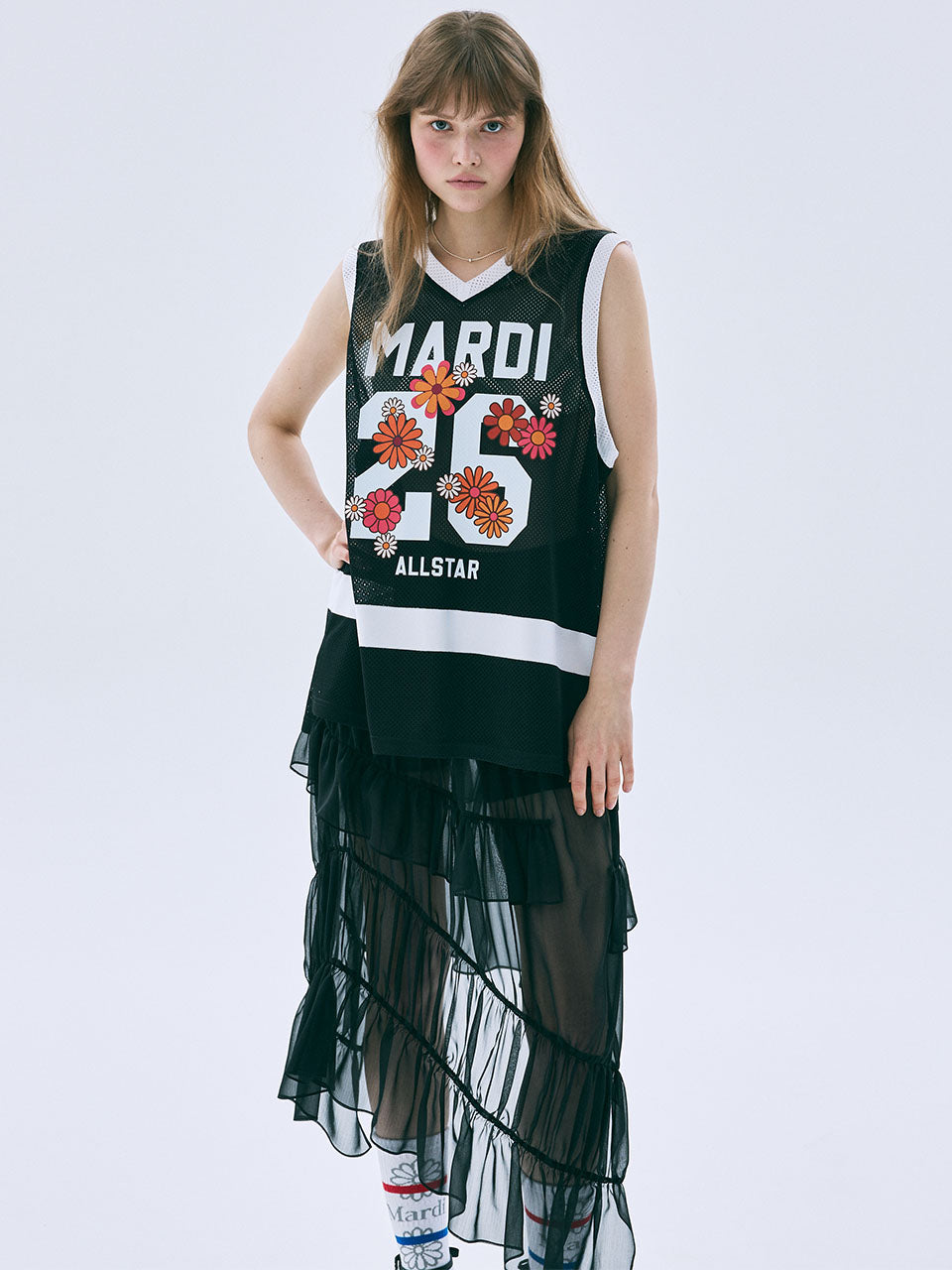MESH JERSEY TOP SLEEVELESS BLOSSOM_BLACK